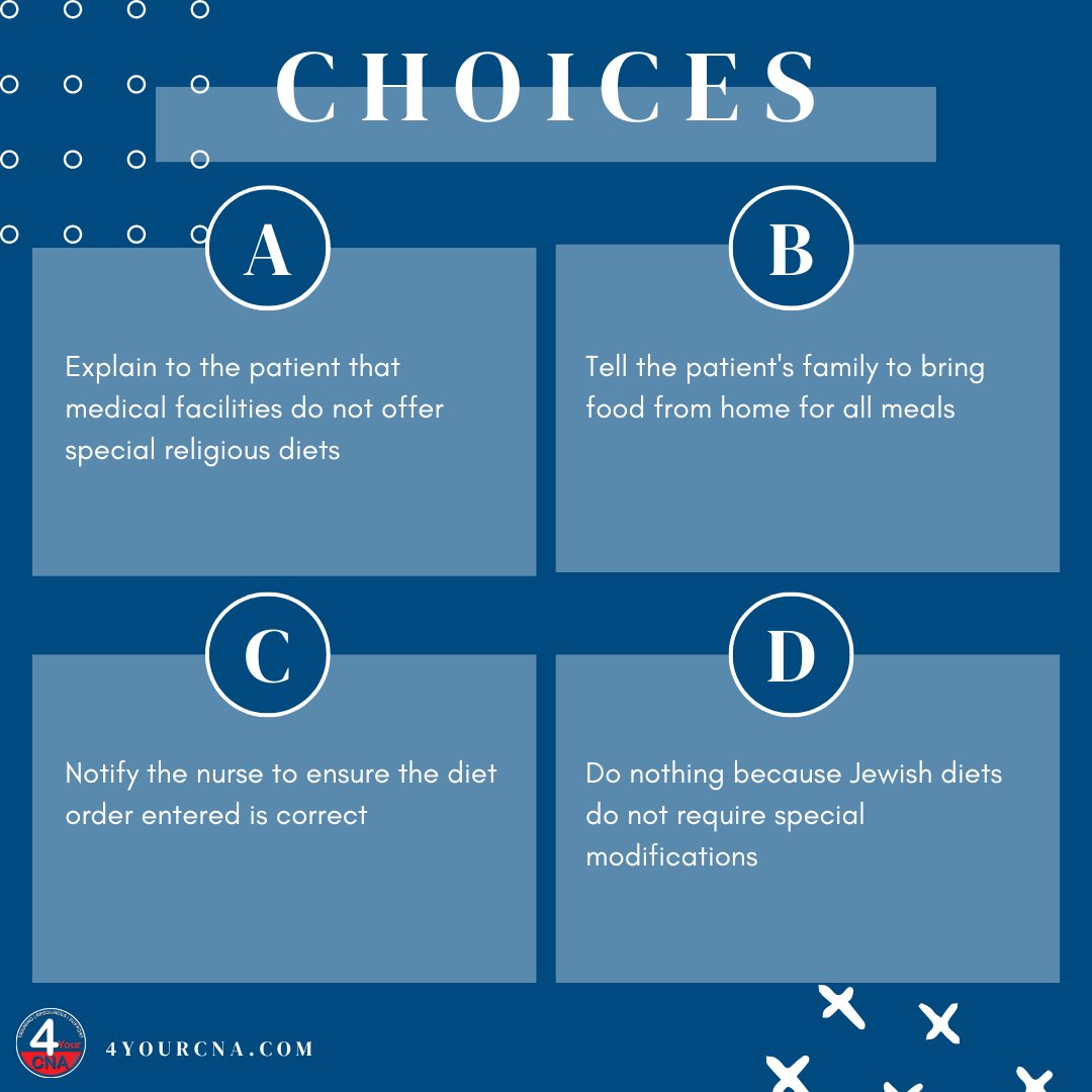4yourcnaT's tweet photo. Here's your QUESTION OF THE DAY! These series of questions can help you evaluate your knowledge as a CNA. Follow us for more!

Don't forget to follow us for more updates!
#4YourCNA #CertifiedNursingAssistant #StateExam #Florida #Prometric #nursingassistant https://t.co/AoinQOj2uK