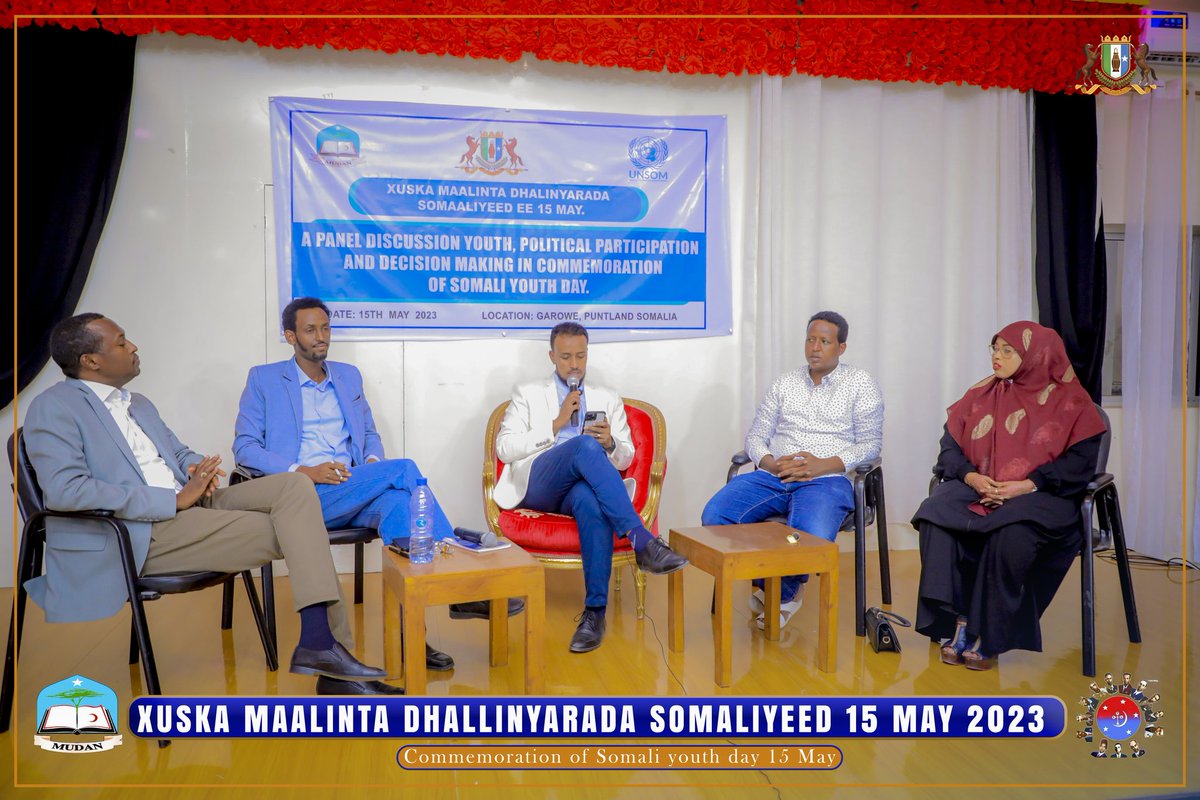 MUDAN_Network's tweet photo. Mudan youth network, in partnership with @UNSomalia, is celebrating the commemoration of SYL day founded on 15 May, 1943.
#SomaliYouthDay 
#Codkaaguwaaxaqaaqa https://t.co/4mvN6wM7di