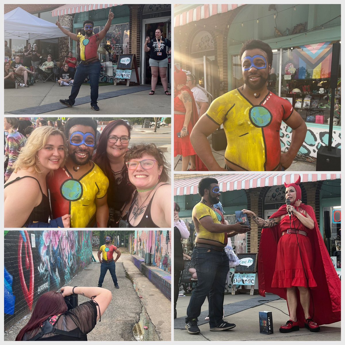 creativecountes's tweet photo. Bodypainting at #plazacon was an absolute blast!!! Thank you @Soonercon, Dig It and @plazadistrict for putting it on!! I love my job so much 🥰 #bodypaint #fashionshow #comicon #soonercon https://t.co/bni8Jkx9gH