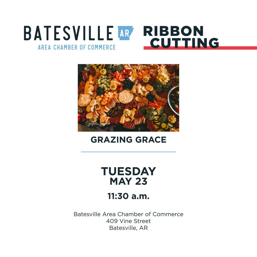 The Batesville Area Chamber of Commerce will hold a ribbon-cutting for Grazing Grace on Tuesday, May 23, at 11:30 a.m. The ceremony will occur at the Chamber, at 409 Vine Street in Batesville.

Grazing Grace makes themed charcuterie boxes and customizabl… instagr.am/p/CsRedy_Jel-/