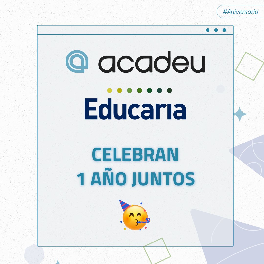 Hace un año que <a href="/acadeu/">Acadeu</a>  pasó a formar parte de #EducariaArgentina, en busca de optimizar la forma de trabajo de las instituciones escolares en pos de profesionalizar la educación y ganar tiempo para lo más importante 👉 EDUCAR