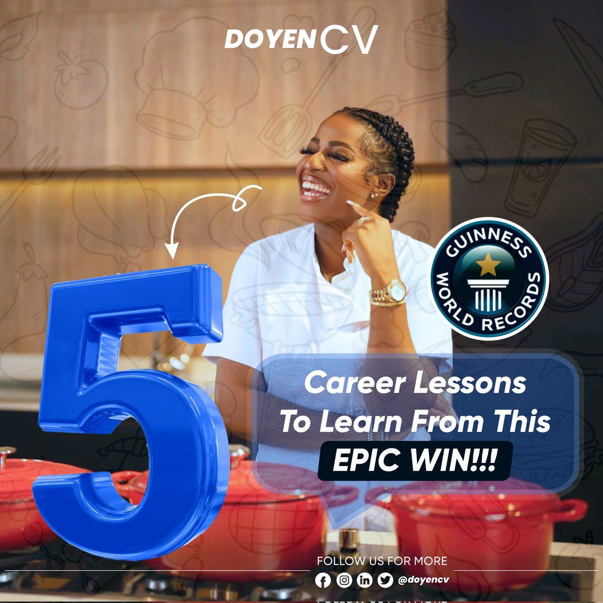 Congratulations to Hilda

Click the link below to see 5 Career lessons we learnt from this WIN!!!

#100hrs #96hrs #96hours
#hilda #Hildabacicookathon
#Hildabacicooks #HildaBacci
#doyencv #twitter #guinessworldrecord

linkedin.com/posts/doyen-cv…