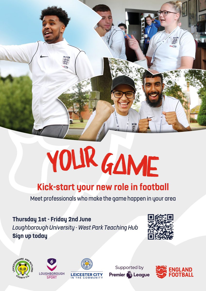duffield_sara's tweet photo. *To those who are based in Loughborough and the surrounding area*

On the 1st-2nd June, @Emma042198 is delivering #YourGame in Loughborough for @EnglandFootball https://t.co/wAcPI1jxx0