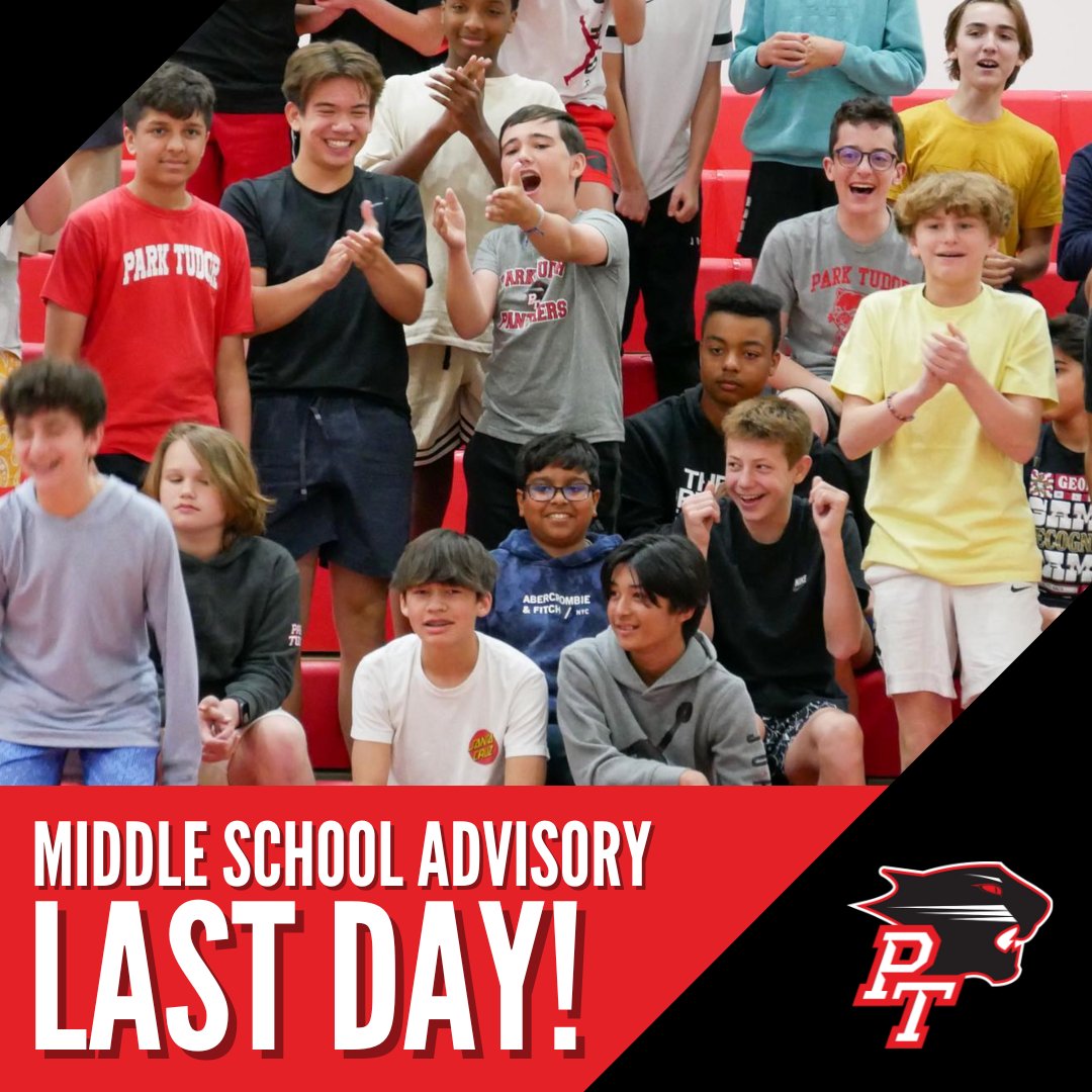 PTBoosterClub's tweet photo. Last week, the Middle School celebrated their last day of MS Advisory with some fun relay races! 🐾 #getuppark #parktudor https://t.co/t3ZeWTbZYU