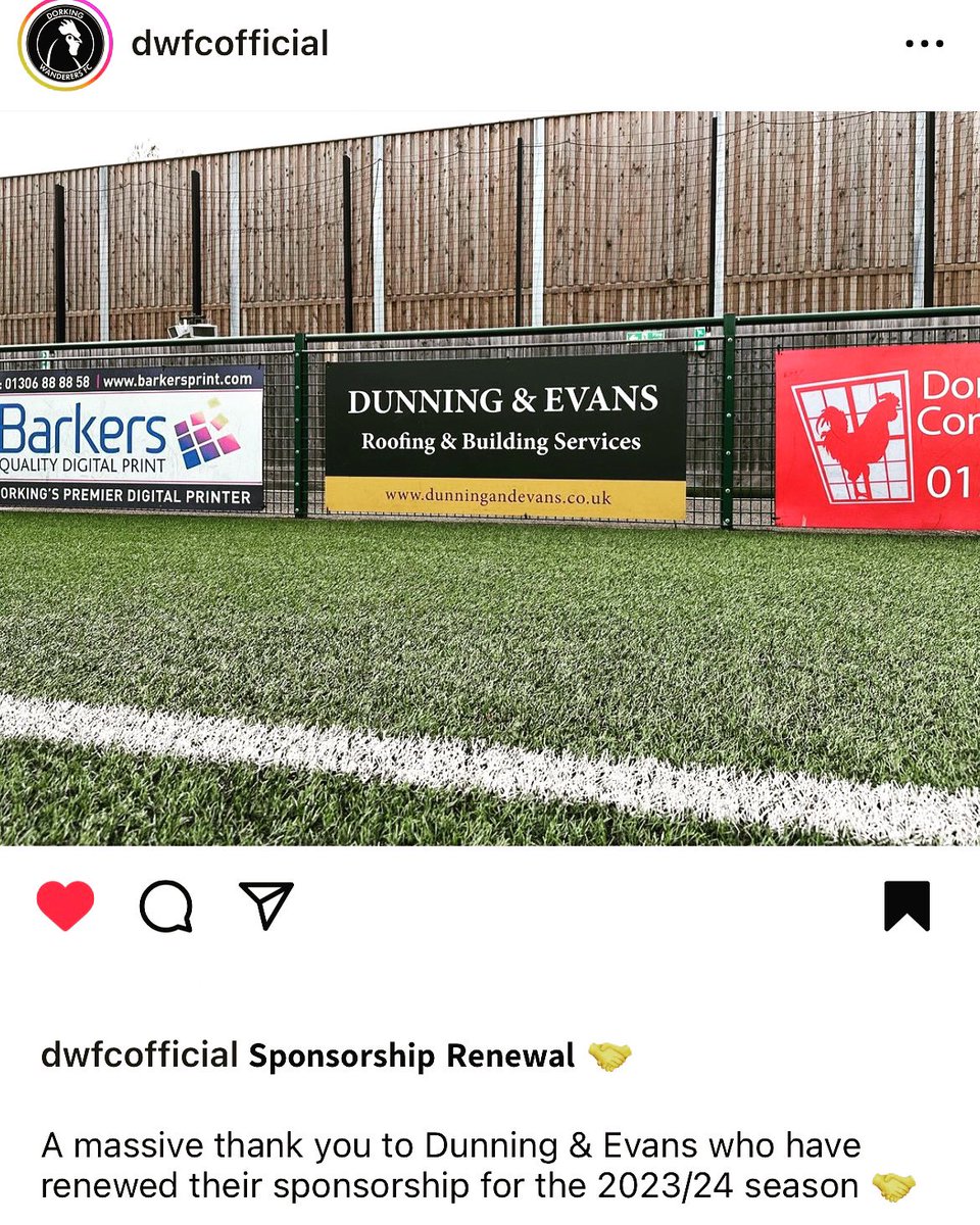 Dunning & Evans (@dunningbuilding) on Twitter photo Pleased to renew our sponsorship for the coming season, supporting <a href="/DorkingWDRS/">Dorking Wanderers FC</a> in the coming National League Season.
#dunningandevans #dorkingwanderers Pleased to renew our sponsorship for the coming season, supporting <a href="/DorkingWDRS/">Dorking Wanderers FC</a> in the coming National League Season.
#dunningandevans #dorkingwanderers