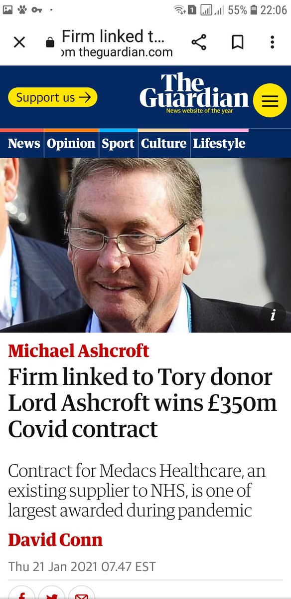 TORY LORD ASHCROFT:

🔴Healthcare firm owned by Lord Ashcroft landed £53 MILLION in NHS contracts

'Medacs' owned by Impellam Group - majority shareholder an offshore (non tax paying) trust owned by Ashcroft

He is a 'Non Dom' and pays NO tax.