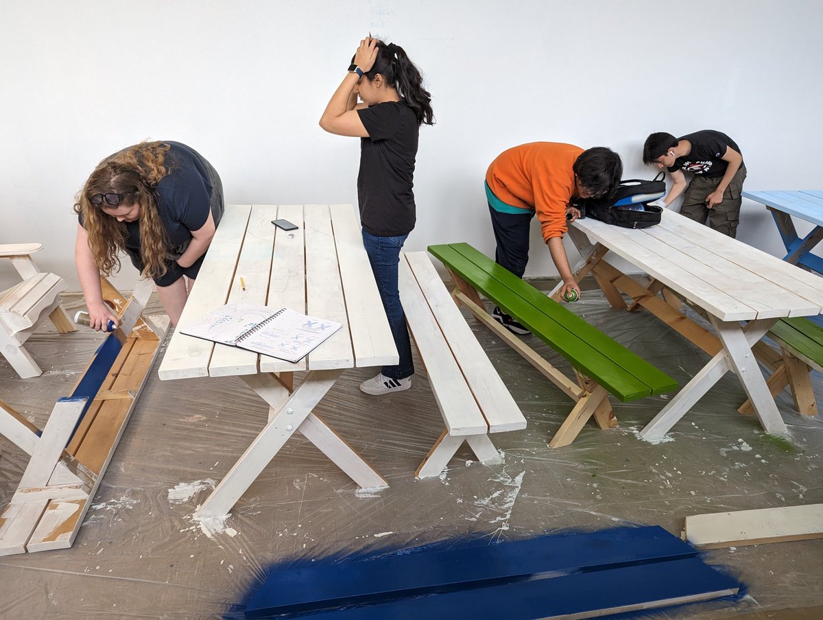 My senior art class painting furniture for our future outdoor classroom 🖌️🎨 <a href="/HillcrestHS/">Hillcrest High School</a>