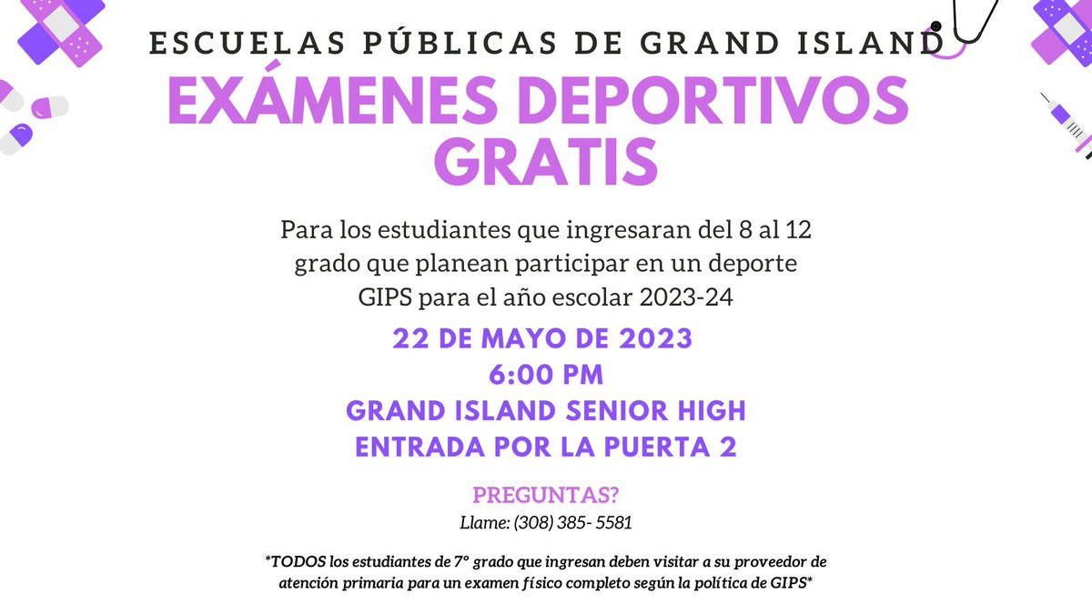 Come see us next Monday (May 22nd) for Free Sports Physicals!! 💜💛