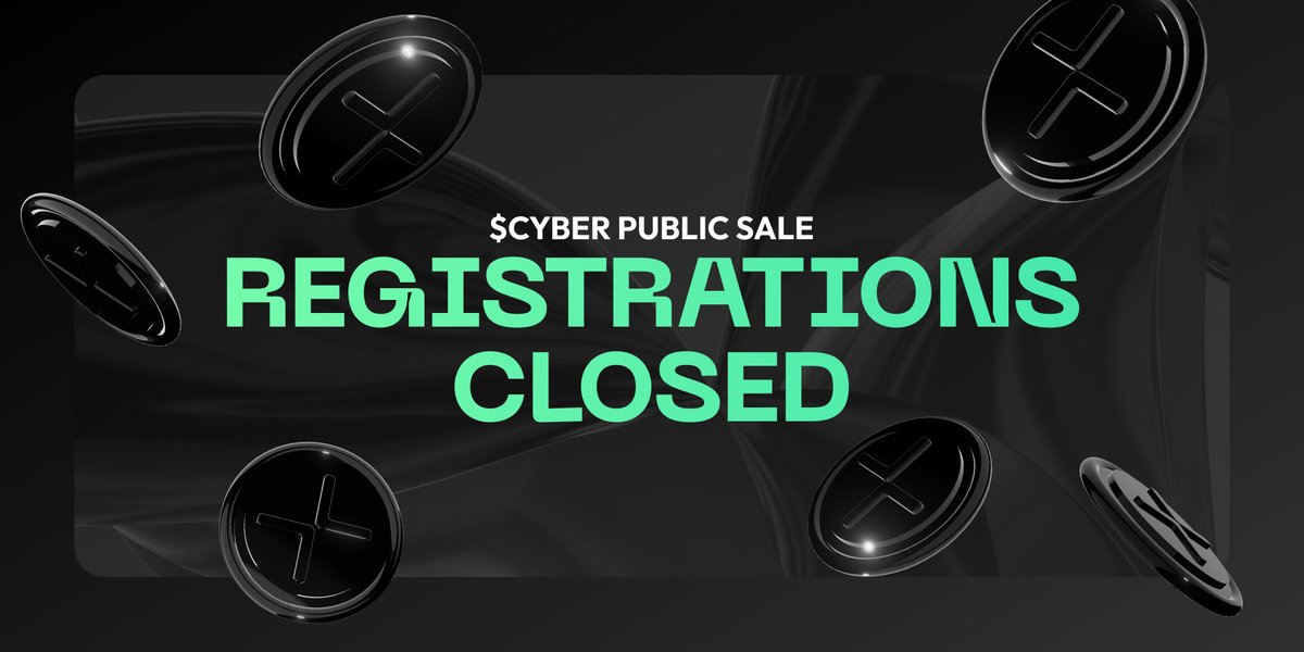 🏁Registrations for $CYBER token Public Sale on @CoinList are now officially closed 🏁 Thanks to everyone who registered 🙏🏼🙌🏻 If you registered successfully, here's what you need to keep in mind on sale day (May 18, 2023) ⏰: coinlist.co/help/cyberconn…