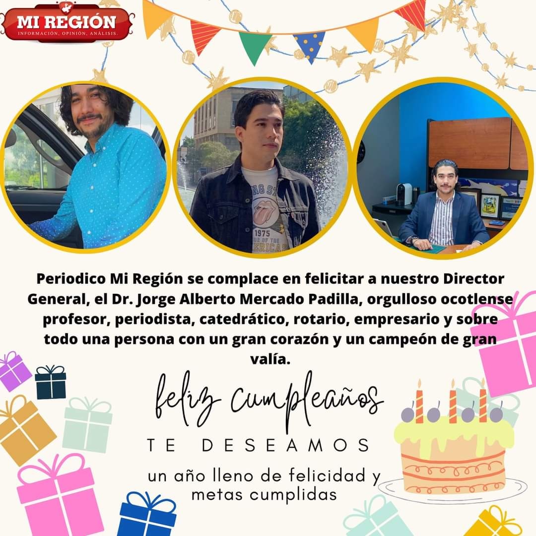 CienegaJal's tweet photo. Periodico Mi Región se complace en felicitar a nuestro Director General, el Dr. Jorge Alberto Mercado Padilla por su cumpleaños. 

Muchas felicidades por ser una gran persona y todavía un mejor amigo.

@jorgeamercado https://t.co/VLY6IM7e17