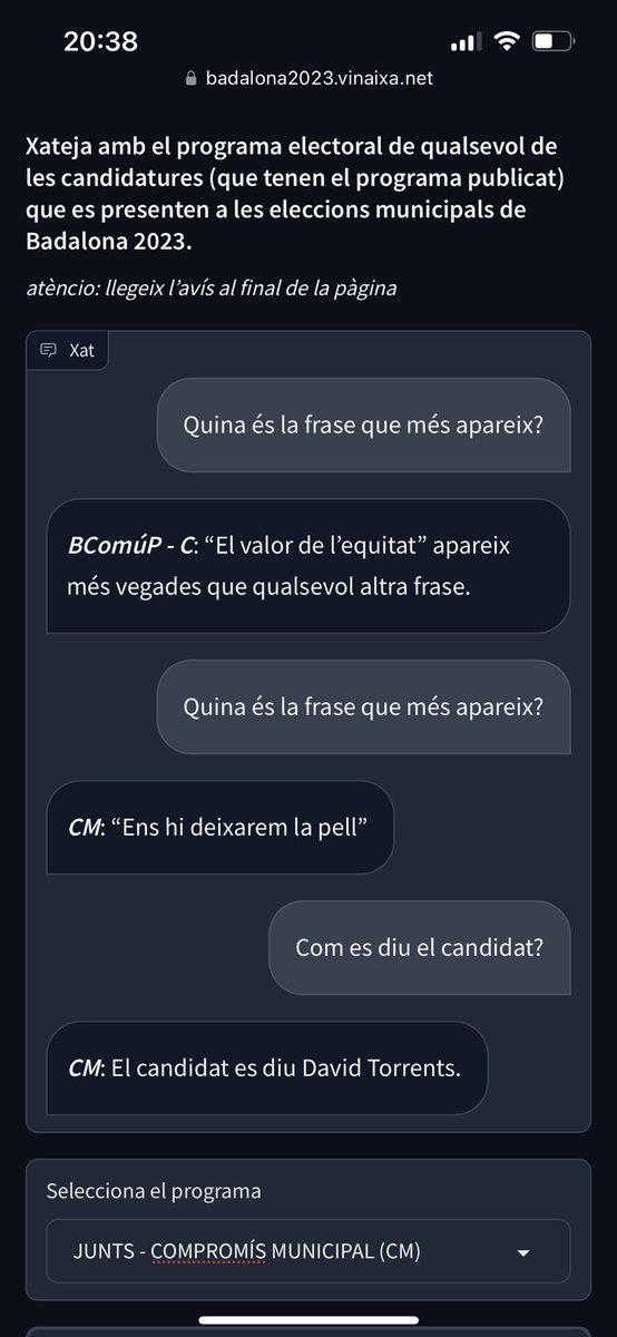 xaviviro's tweet photo. Ei #Badalona si us fa tanta mandra com a mi llegir-vos un programa electoral. però sí que us agradaria saber coses concretes, xategeu amb el programa electoral: 

👉🏻 https://t.co/Xa4Le5AEo5 

només @BdnEnComuPodem i @junts_badalona, la resta no els hem trobat #municipals2023 https://t.co/KeB1bGB1Q6