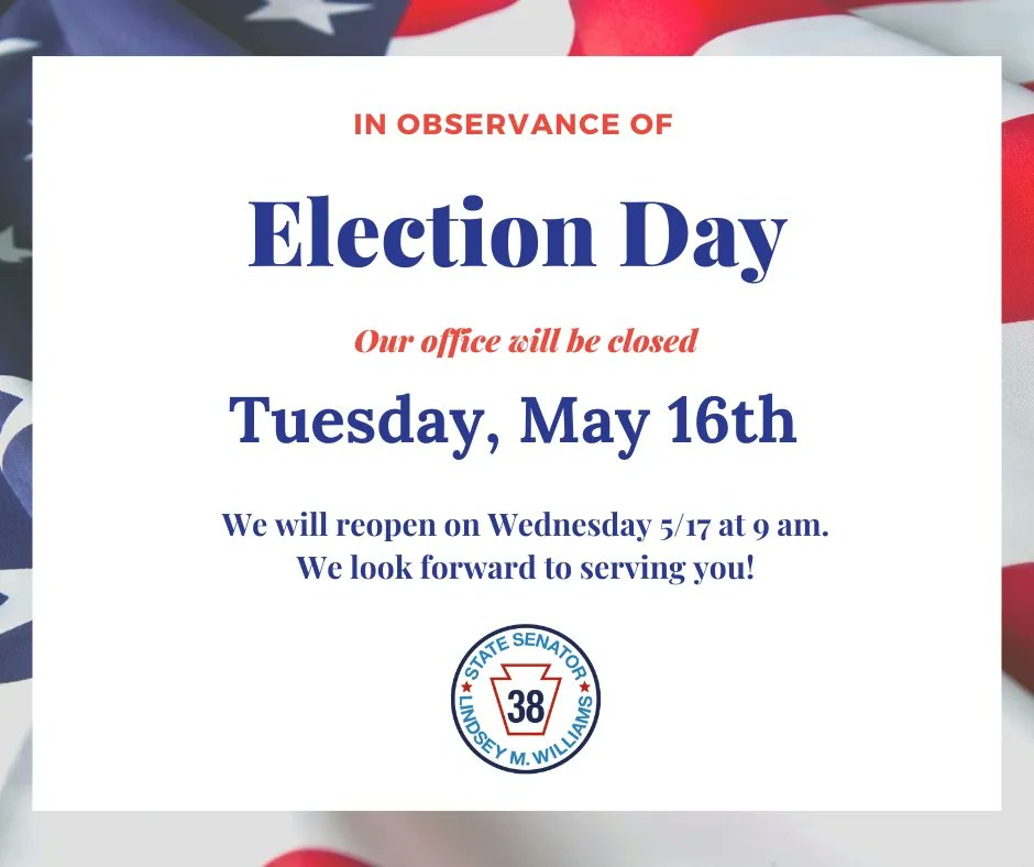 Our offices are closed tomorrow in observance of Election Day. We will reopen Wednesday morning at 9am.  
Check here to confirm your polling location, and happy voting! 🎉 🗳️
buff.ly/2KU6ywG