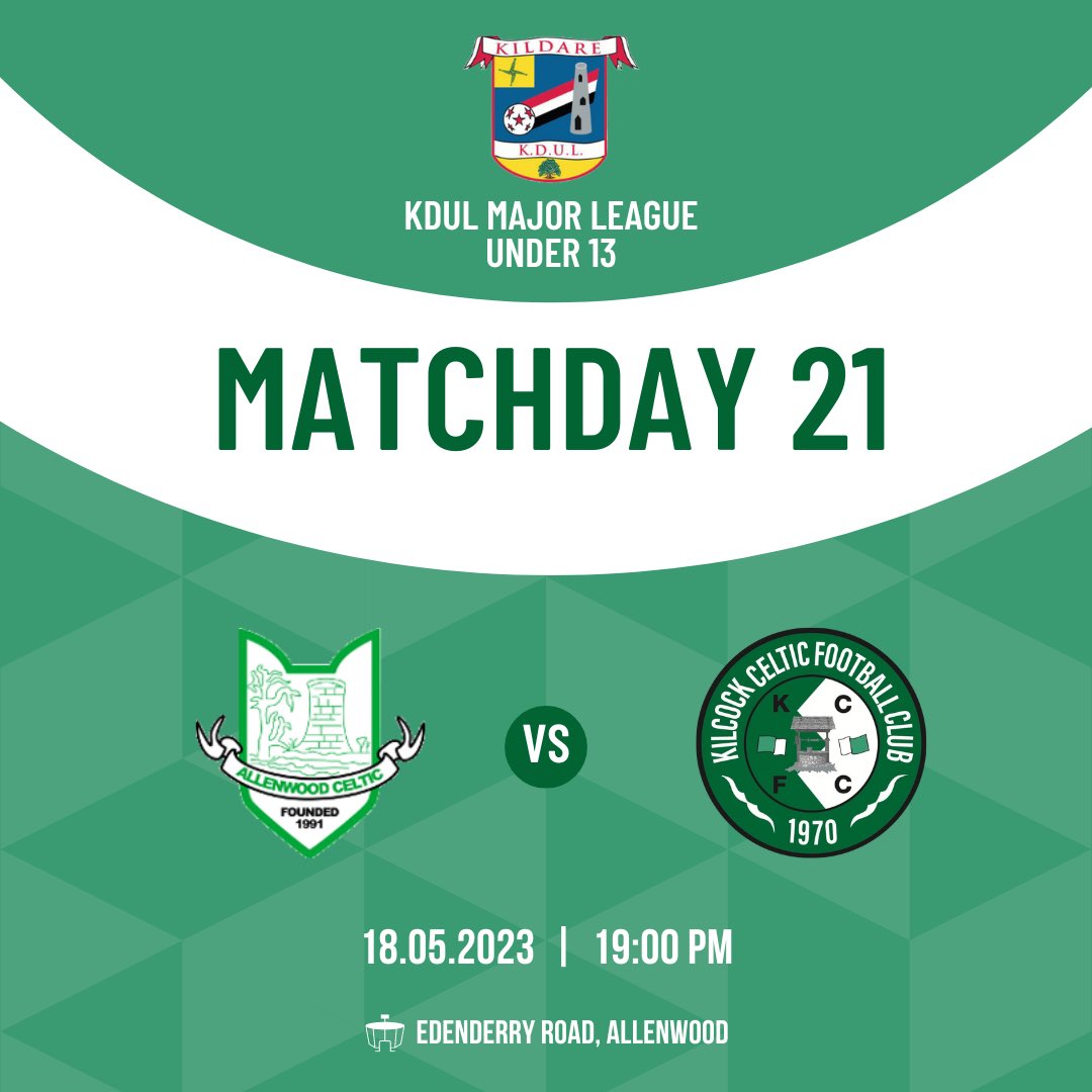 KilcockCeltic's tweet photo. 📣 | 𝙂𝙊𝙊𝘿 𝙇𝙐𝘾𝙆
Best of luck to the Kilcock Celtic U13 Major boys team as they play Allenwood Celtic at home tomorrow evening as well as away on Thursday evening in two top of the table clashes!
Kick-off is 7pm for both fixtures.
#KCFC | #CELTS | #KDUL https://t.co/qqTkjV12Db
