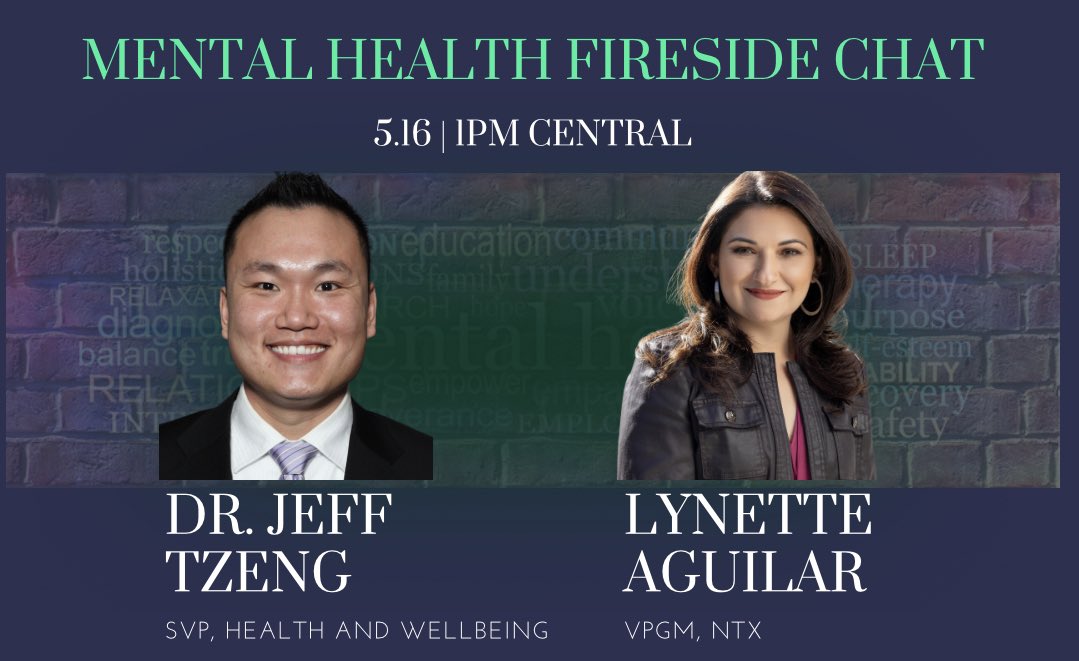 Just one more day for our Mental Health Fireside Chat featuring Dr. Jeff Tzeng and Lynette Aguilar! See you there!