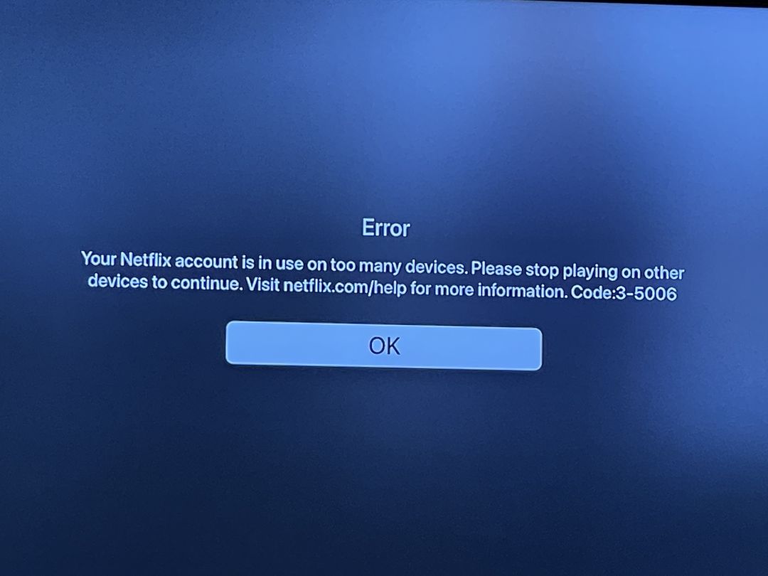 PriluckCompany's tweet photo. Hey @netflix We are a household of 4. Three of us wanted to watch different things on Netflix last night and this was what showed up when the third person tried to log in. This is too restrictive. Allow more devices. https://t.co/t4BVjdrXKX