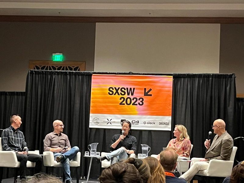apannozzo's tweet photo. #ICYMI, I had the pleasure of hosting our @frog event at #SXSW on the Power of Provocation. Our amazing panel included David Lee, Heather Carroll Cox, Brad Zabroski, and Nate Zager. Thank you to everyone who attended!

#SXSW #Panel #frog #PowerofProvocation #SXSW2023 https://t.co/aj2mzZMGCR