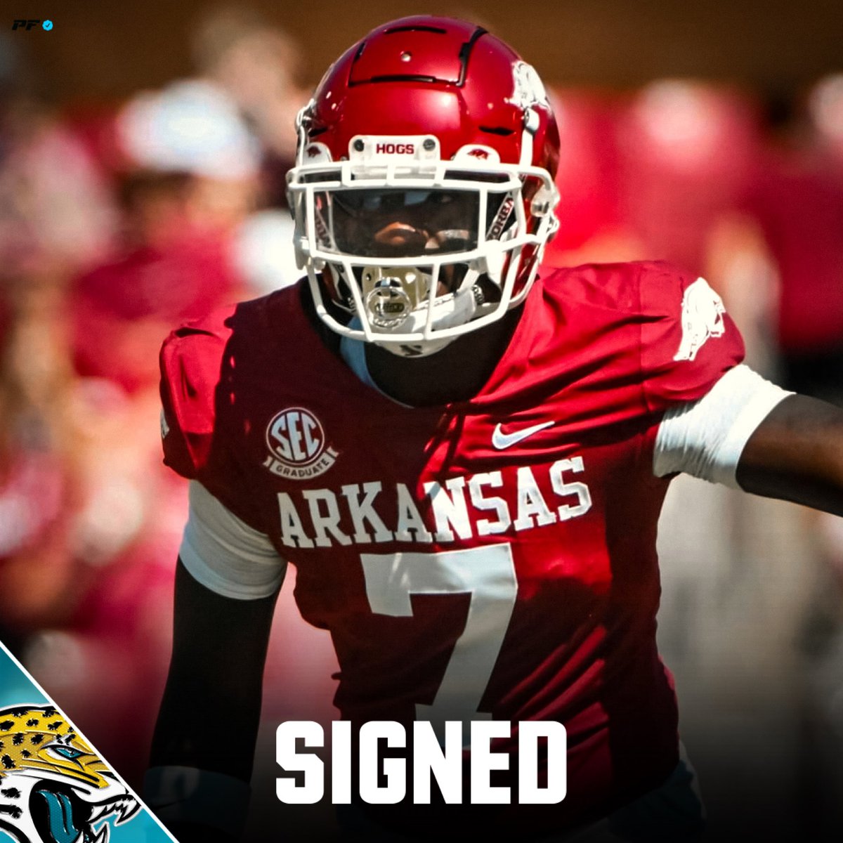 The #Jaguars have signed former Arkansas S Latavious Brini after mini camp. #WooPig