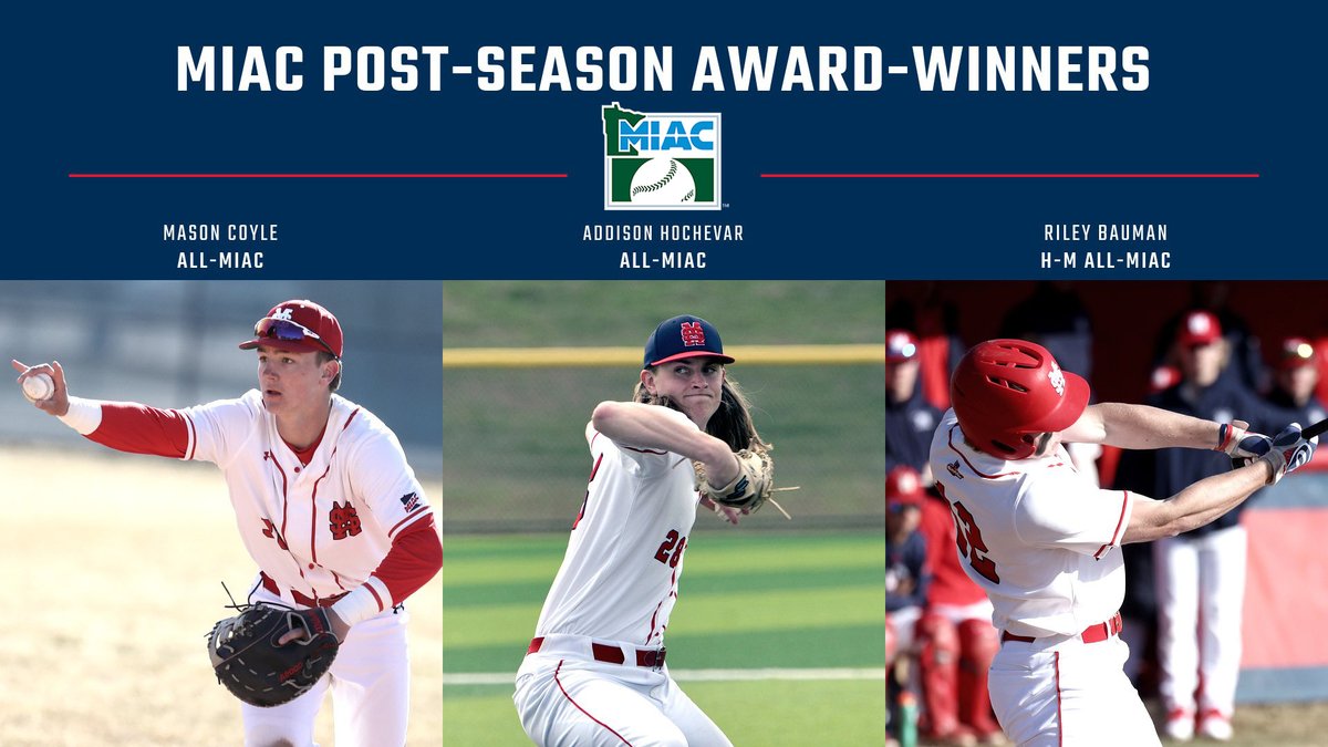 SMUMNAthletics's tweet photo. BB - Congrats to @SMUBaseball's Mason Coyle, Addison Hochevar, and Riley Bauman on earning MIAC post-season honors | Release: https://t.co/hmgaMHWVrj https://t.co/qD8v2lYKyG