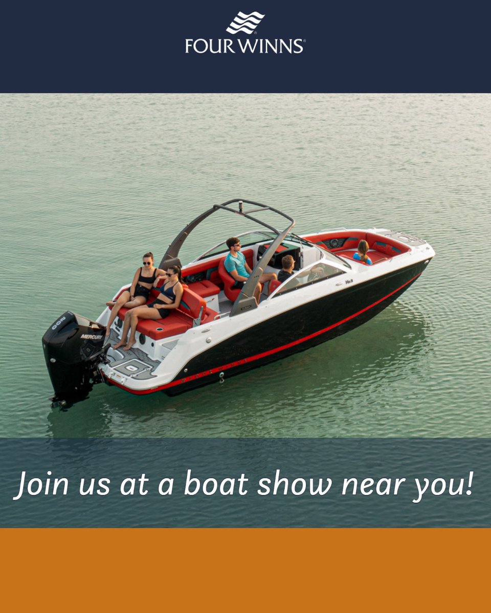 FourWinnsBoats's tweet photo. Join Four Winns and experience #TheFinerSideOfLife! With 3 upcoming boats shows, you are sure to find one near you.

#FourWinnsBoats #IconicBoats #BoatingWithFriends #InboardBoat #OutboardBoat #BoatShow #Event #RideAndBuyInHouseEvent #ElectrifyExpo #AmericanWeek https://t.co/ObNPadxMCT