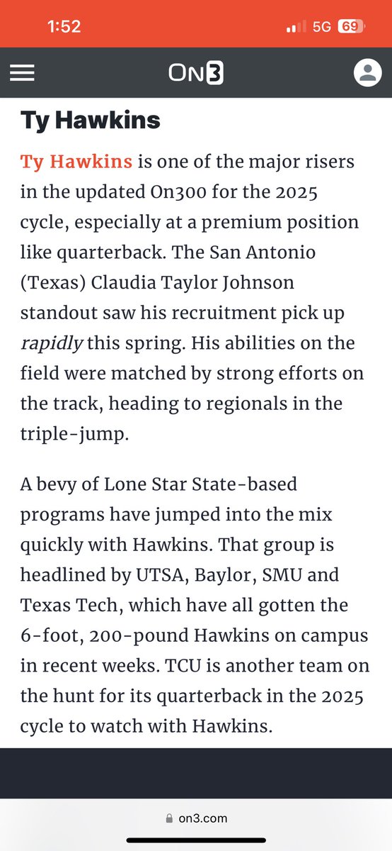 Ty Hawkins (@tyhawk1ns) on Twitter photo Excited to be a ⭐️⭐️⭐️⭐️!!  Thank you <a href="/On3Recruits/">Follow @Rivals</a>  for the ranking!! More work to be done.
<a href="/CTJFootball/">Johnson Football</a> <a href="/YVQBacademy/">YVQBacademy</a> <a href="/coachburo/">Michael Buro</a> <a href="/CoachTPMiller/">Coach Miller</a> 
on3.com/db/ty-hawkins-… Excited to be a ⭐️⭐️⭐️⭐️!!  Thank you <a href="/On3Recruits/">Follow @Rivals</a>  for the ranking!! More work to be done.
<a href="/CTJFootball/">Johnson Football</a> <a href="/YVQBacademy/">YVQBacademy</a> <a href="/coachburo/">Michael Buro</a> <a href="/CoachTPMiller/">Coach Miller</a> 
on3.com/db/ty-hawkins-…