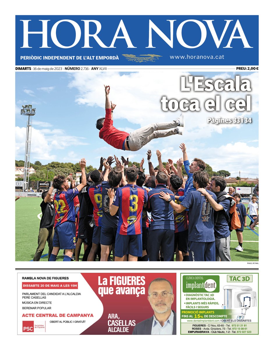 [PORTADA 📰] El <a href="/FCLESCALA/">FC L'ESCALA</a> assoleix un ascens històric a Tercera Divisió FEF després de firmar una gran temporada a Primera Catalana.

[📸 Àngel Reynal]