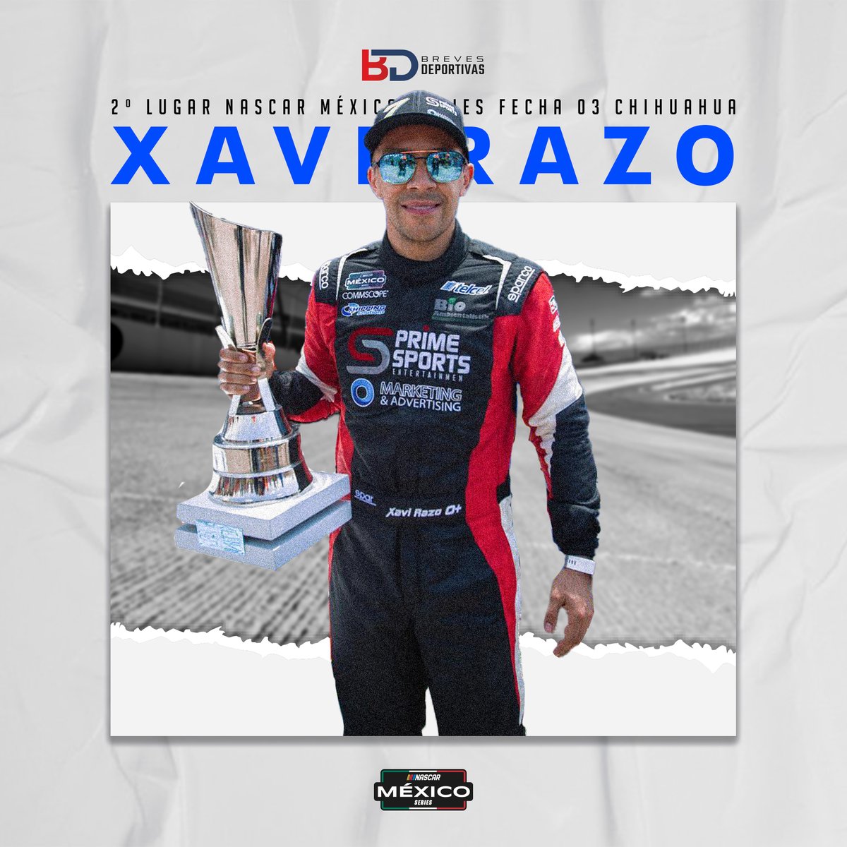 🏁🏎 ¡Arriba y adelante! ¡Felicitaciones a @XaviRazo por obtener el segundo lugar en la carrera de este fin de semana y nuevamente colocarse como líder en el campeonato! 🏆 #NASCARMéxico #ElDoradoSpeedway #CarreraNocturna #chihuahua