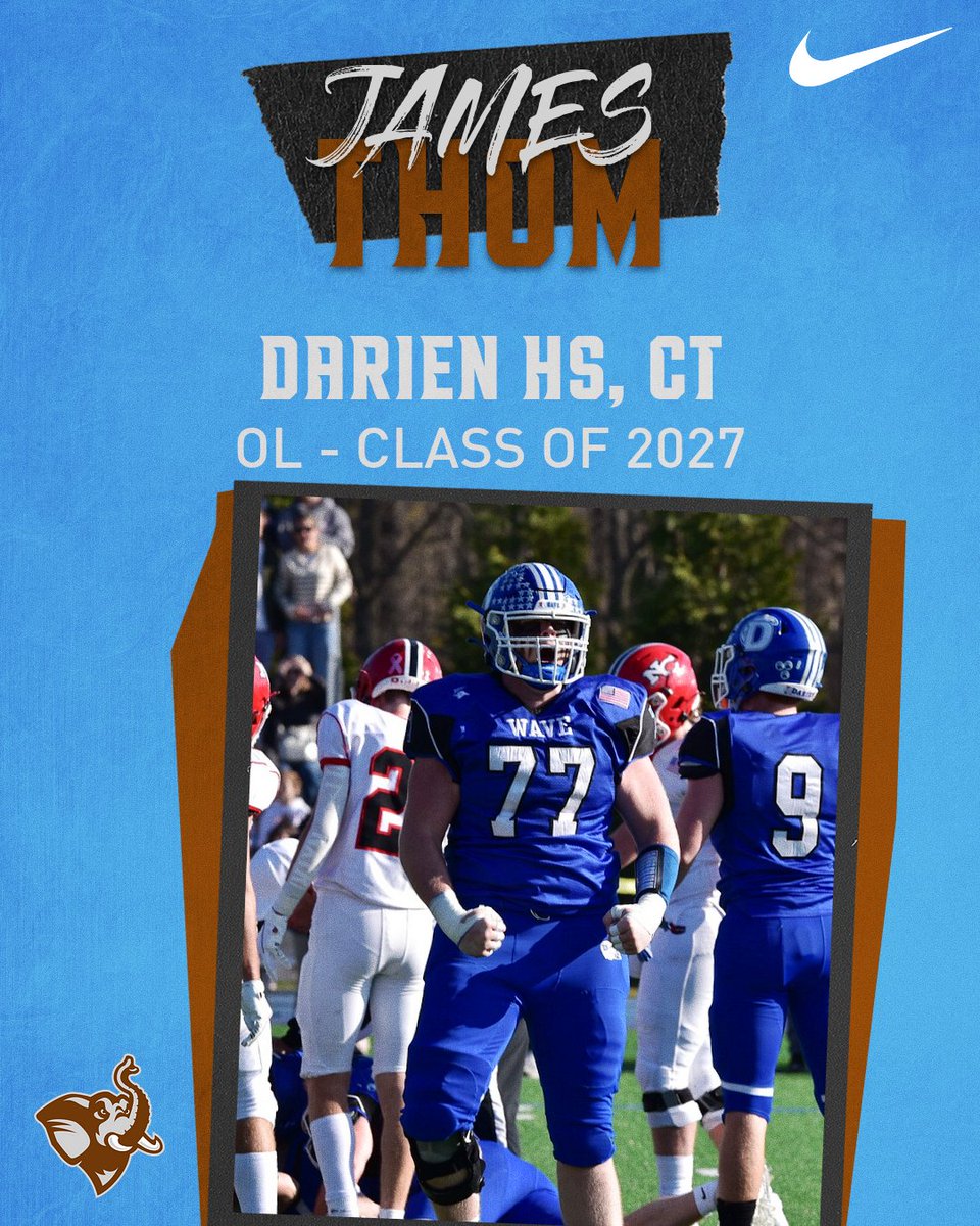 Welcome JAMES THOM out of Darien HS, CT to the class of 2027! hudl.com/v/2K1gx3 🐘 #jumbopride