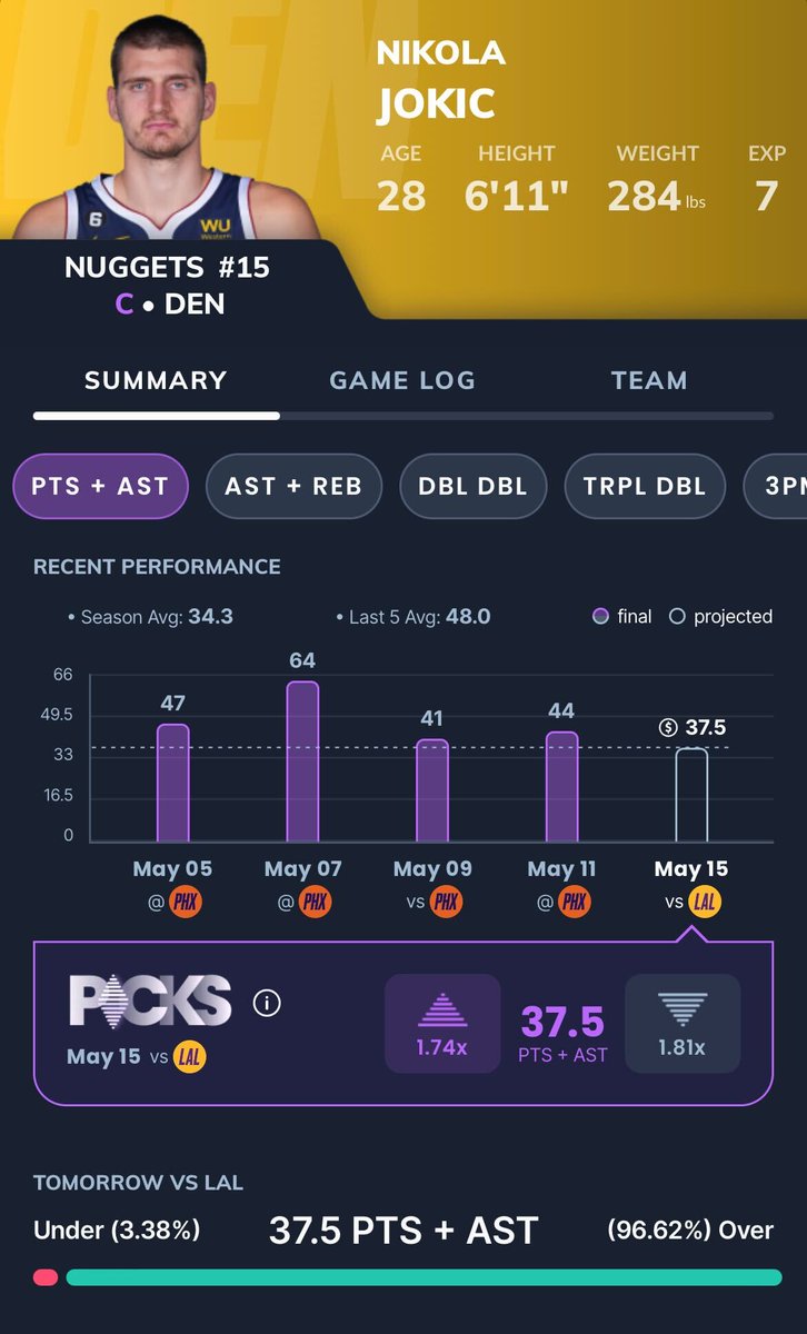 🌟 New Player Cards are LIVE! 🌟

New additions:
- L5 Charts 📊
- L5 Avg 📈
- Community Pick % 
- Ability to add picks directly from player cards!