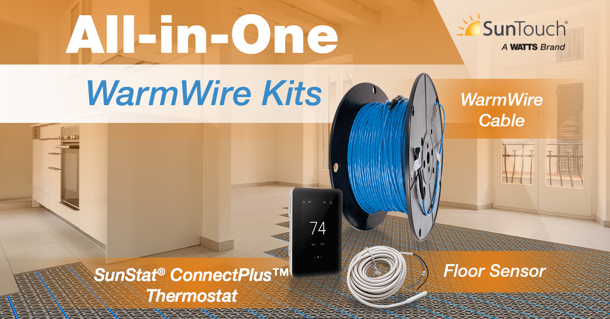 wattswater's tweet photo. WarmWire Kits come complete with everything needed for a quick and simple floor warming installation, including the WarmWire cable, SunStat® ConnectPlus™ thermostat, and floor sensor.
Learn more: https://t.co/YjsQe7Rc7G
#Suntouch @SunTouch https://t.co/xVlgqRQ7C1