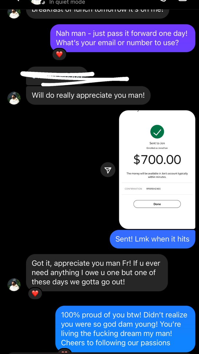 Met this random 19 yr old kid in Bali traveling telling me how he’s literally eating his friends Leftovers during meals bc he’s so poor and is trying to make $1000 last until December in Bali

I made him Download metamask - I sent him $150 in eth to play with and made him invest