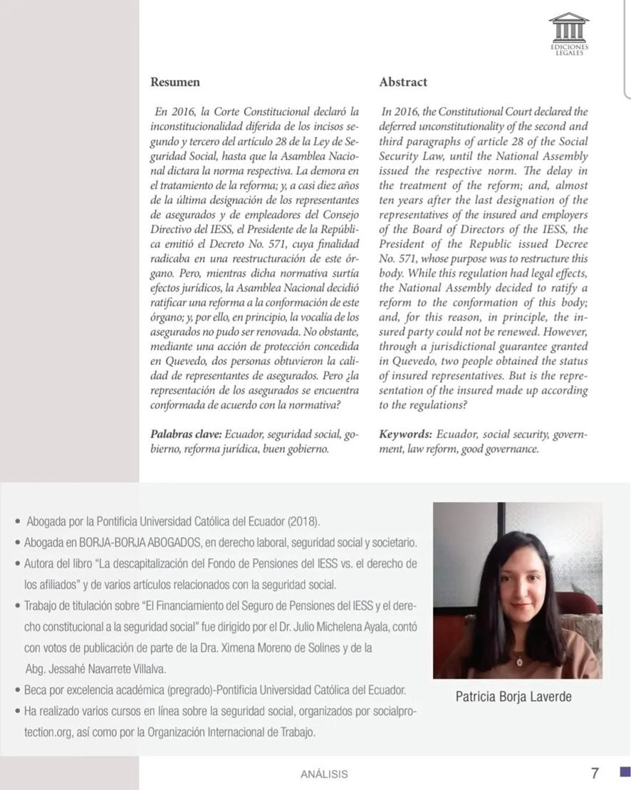 abogados_borja's tweet photo. Los invitamos a leer este artículo de autoría de nuestra Abg. Patricia Elizabeth Borja Laverde.

Este artículo fue publicado en la Revista Novedades Jurídicas, de Ediciones Legales.

Este artículo aborda algunos acontecimientos relacionados con la reciente renovación... https://t.co/4EHaEauWu2