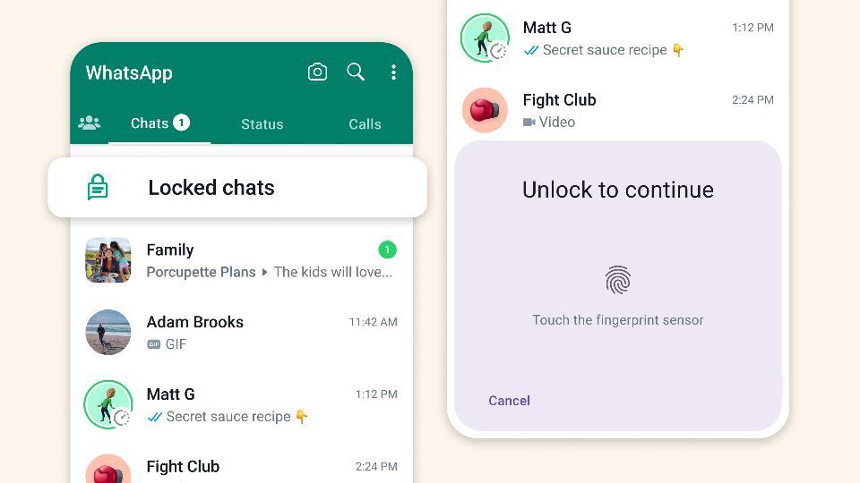 weplash's tweet photo. Whatsapp lanza Chat Lock 🔒

Con esta función puedes mantener tus conversaciones íntimas en una carpeta oculta, accesible sólo con tu contraseña o huella.

Además, oculta el contenido de las notificaciones. 👀

Esto puede ser muy bueno y muy malo a la vez. 😅 https://t.co/HlQiPoFKFN