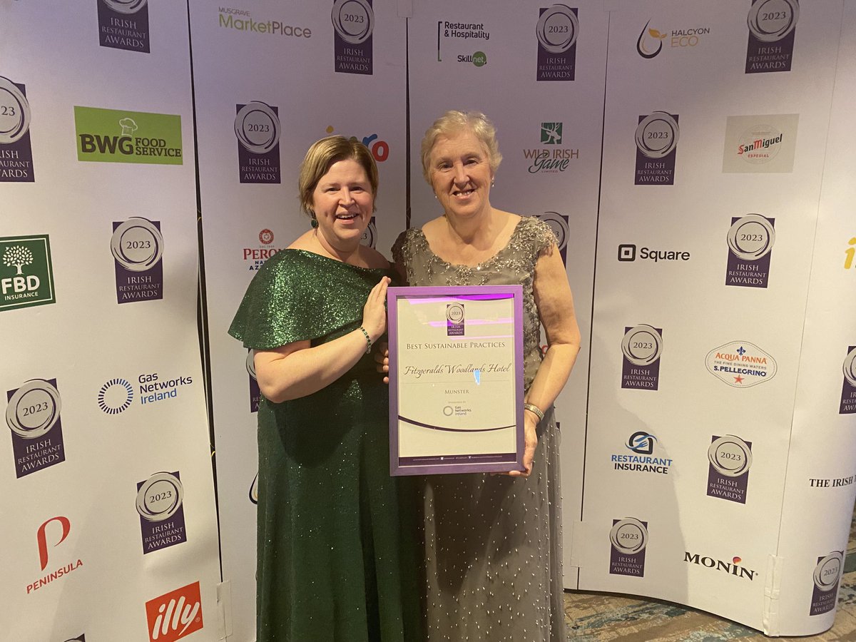 Really proud of our team to win Munster’s Best Sustainable Practices Award at the Irish Restaurant Awards 2023 ⁦@restawards⁩ ⁦@WoodlandsHouse⁩ ⁦@RAI_ie⁩ #FoodOscars #BestSustainablePractice #GreenHotel #GreenTourism