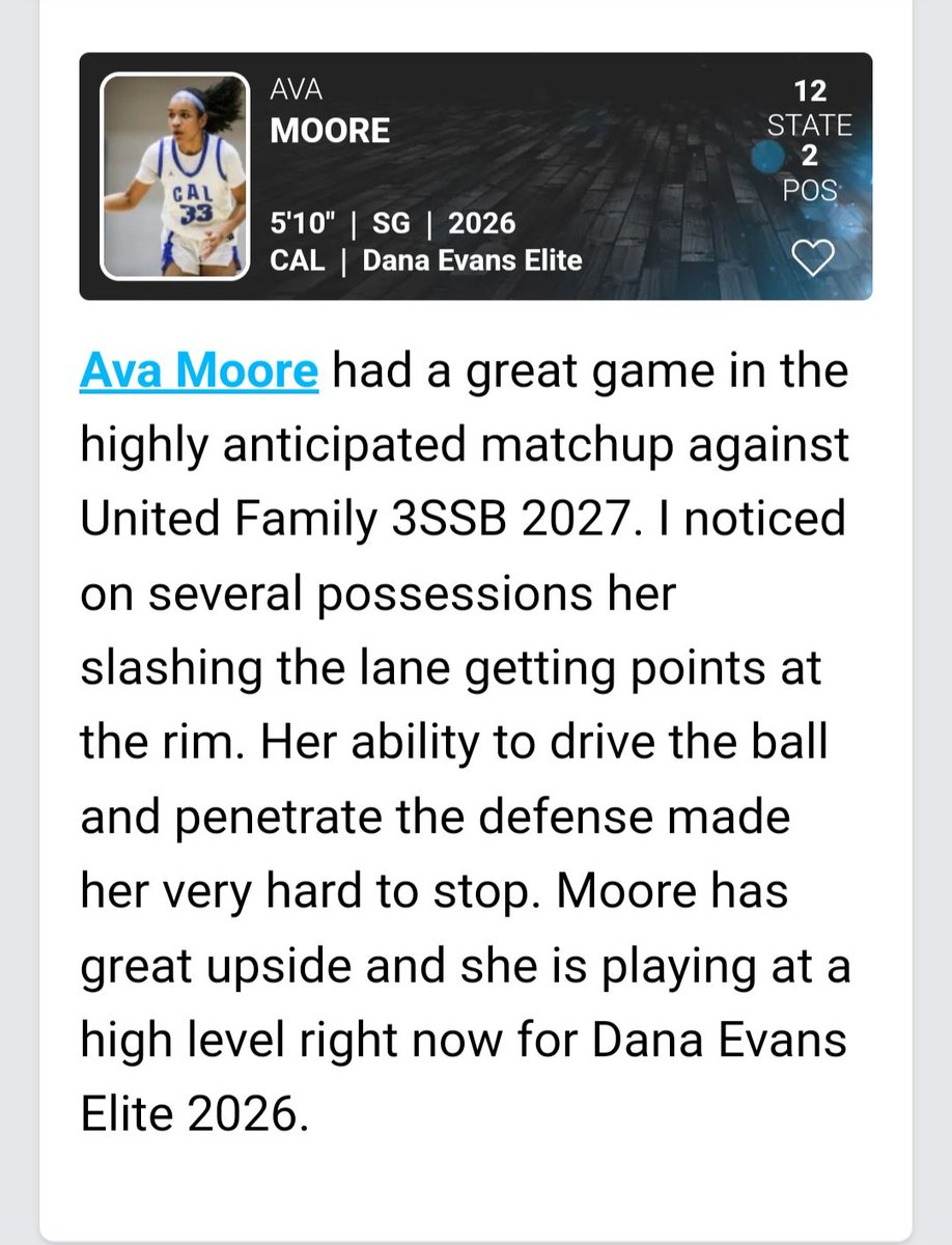 <a href="/AvaAMoore007/">Ava Moore</a> is just scratching the surface of whom she can become!!! She is doing great and has a lot more in the tank. Wait till you see her at the end of the season. BEAST MODE!!!! 🔥🔥🔥🏀🏀🏀💪💪💪