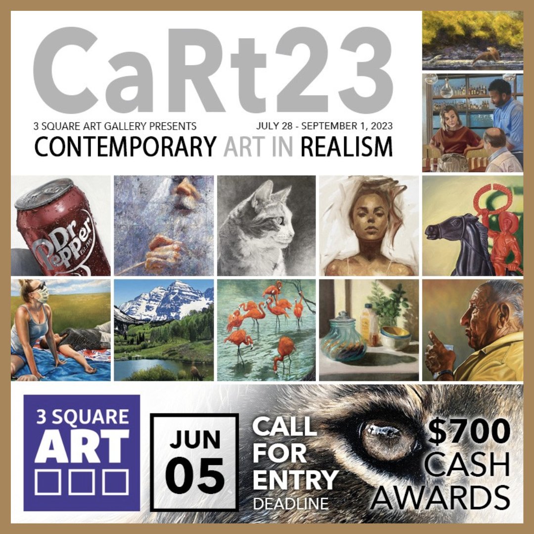 3 Square Art - CaRt23 Contemporary Art in Realism 2023, 2nd International Juried Exhibition - AWARDS: $700. DEADLINE: June 05, 2023. theartlist.com/3-square-art-c…

#TheArtList #3SquareArt #CaRt23 #ContemporaryArtinRealism2023