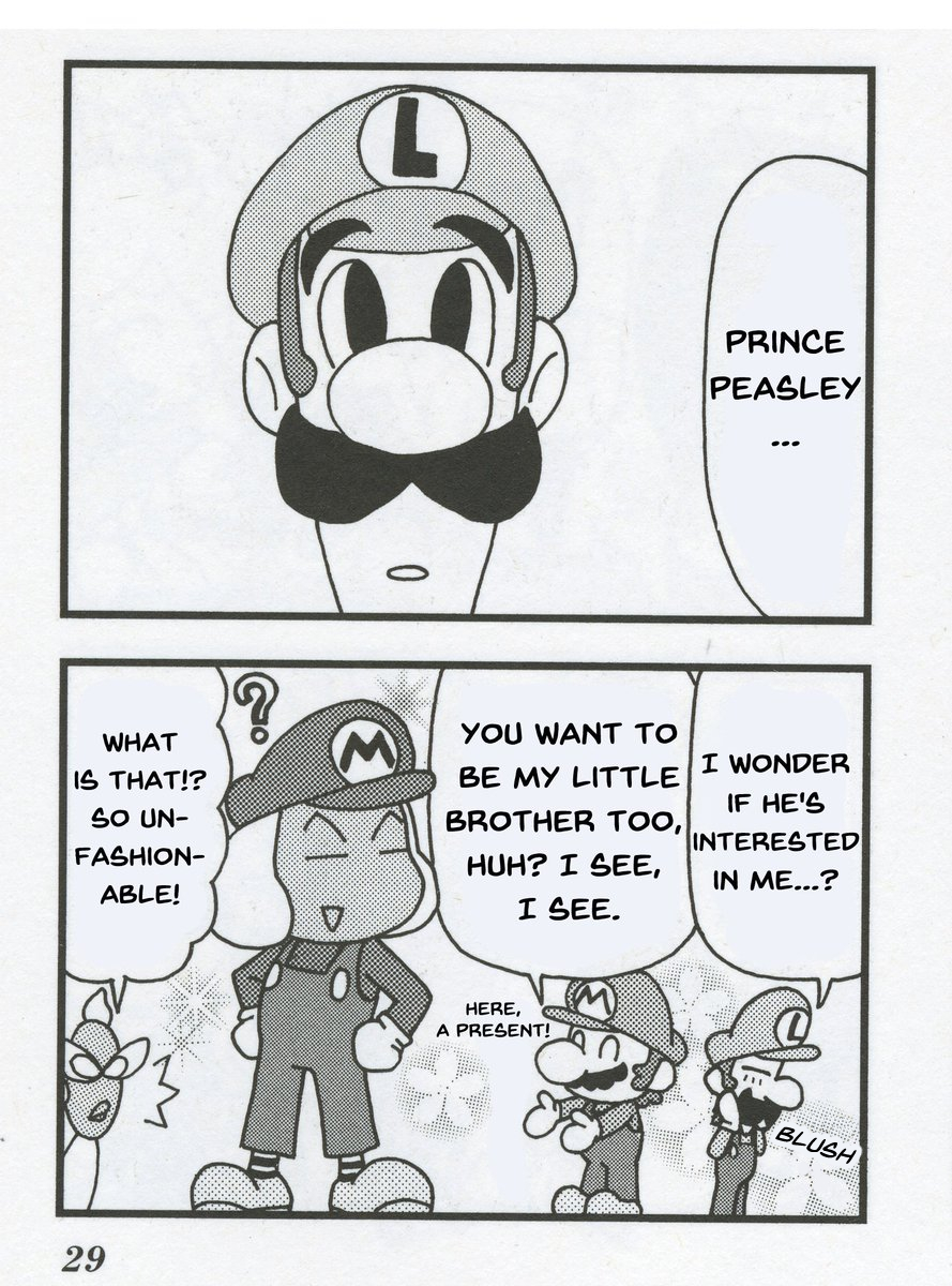 daily_luigi's tweet photo. Luigi interprets Prince Peasley's actions.

[ 4koma Gag Battle: Superstar Saga | Scans from //bowletta.tumblr.com ]
#luigi #mario https://t.co/vs9moJbQMi