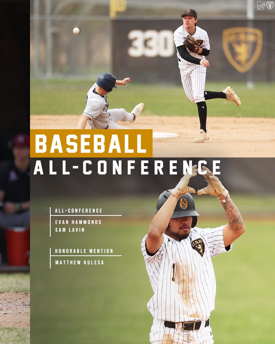 Evan Hammonds, Sam Lavin, and Matthew Kulesa of <a href="/StOlafBaseball/">St. Olaf Baseball</a> were all named in the 2023 #MIAC Baseball Awards this afternoon!  

RELEASE: athletics.stolaf.edu/news/2023/5/15…

#UmYahYah | #OlePride | #d3baseball