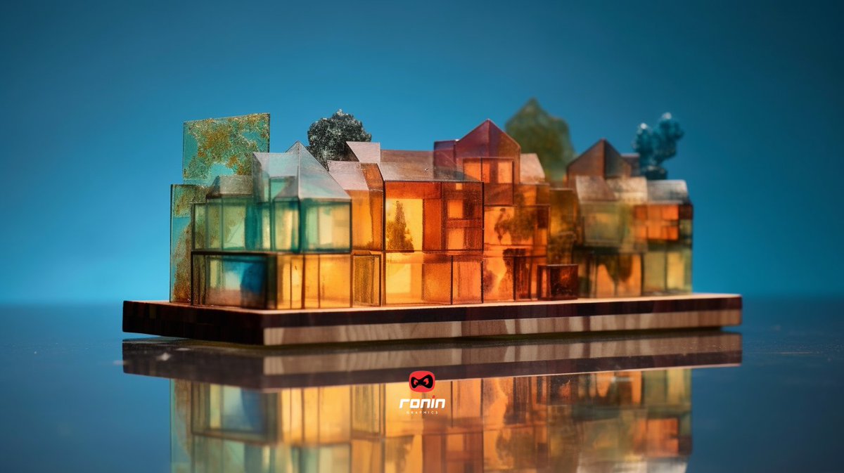 Immerse yourself in the captivating sight of a 3D printed house standing  proudly on the edge of a serene lake.  #3DPrintedHouse #SereneLake #WaterReflection  #MutedWatercolor #CubistCityscapes #VibrantGlasswork #BokehPanorama  #GlassFragmentsArt #LivelyIllustrations #3d