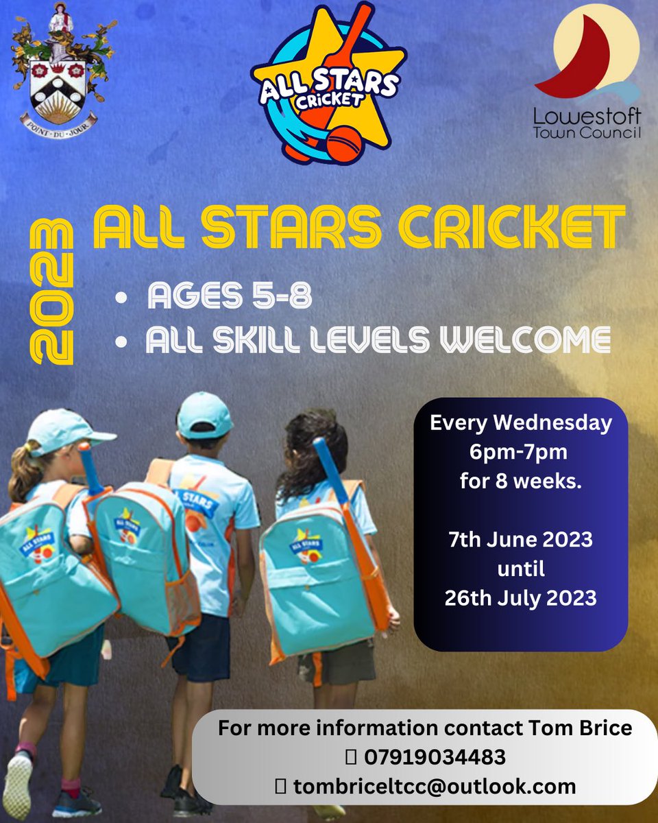 Lowestoft Town Cricket Club (@lowestofttowncc) on Twitter photo 📍Denes Oval, Lowestoft, NR32 1XG
<a href="/allstarscricket/">All Stars Cricket</a> provides a fantastic experience for all children aged 5-8 years old where they’re guaranteed 8 weeks of jam-packed fun, activity and skills development 🏏
Sign up now and come and join in the fun!
l1nq.com/allstarscricke… 📍Denes Oval, Lowestoft, NR32 1XG
<a href="/allstarscricket/">All Stars Cricket</a> provides a fantastic experience for all children aged 5-8 years old where they’re guaranteed 8 weeks of jam-packed fun, activity and skills development 🏏
Sign up now and come and join in the fun!
l1nq.com/allstarscricke…