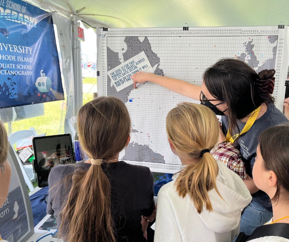 URIGSO's tweet image. ⛵️🌊 We are so excited to bring the TMS Sea Challenger, built by Thompson Middle School students, to @theoceanrace stopover in Newport this week! Stop by the Exploration Zone to check out the #miniboat, make predictions on where it will travel &amp;amp; sign the notebook! @miniboats