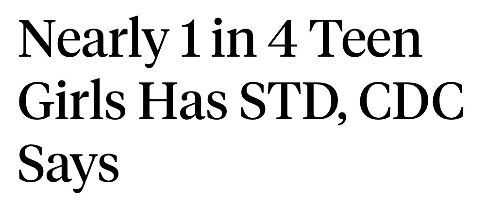 Welcome to America where 25% of teenage girls are carrying sexually transmitted diseases.

This is the “liberation of girls” the West led by the US is so keen on spreading (pun intended) throughout the world.

#SexuallyTransmittedDisease #America #TeenageGirls