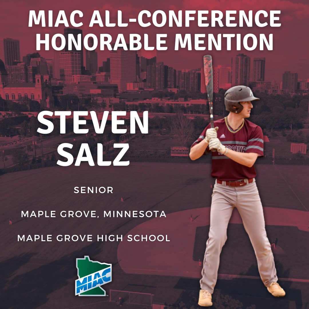 Congrats to our guy - Steven Salz on being named MIAC All-Conference Honorable Mention!

MIAC Awards Link: miacathletics.com/news/2023/5/15…