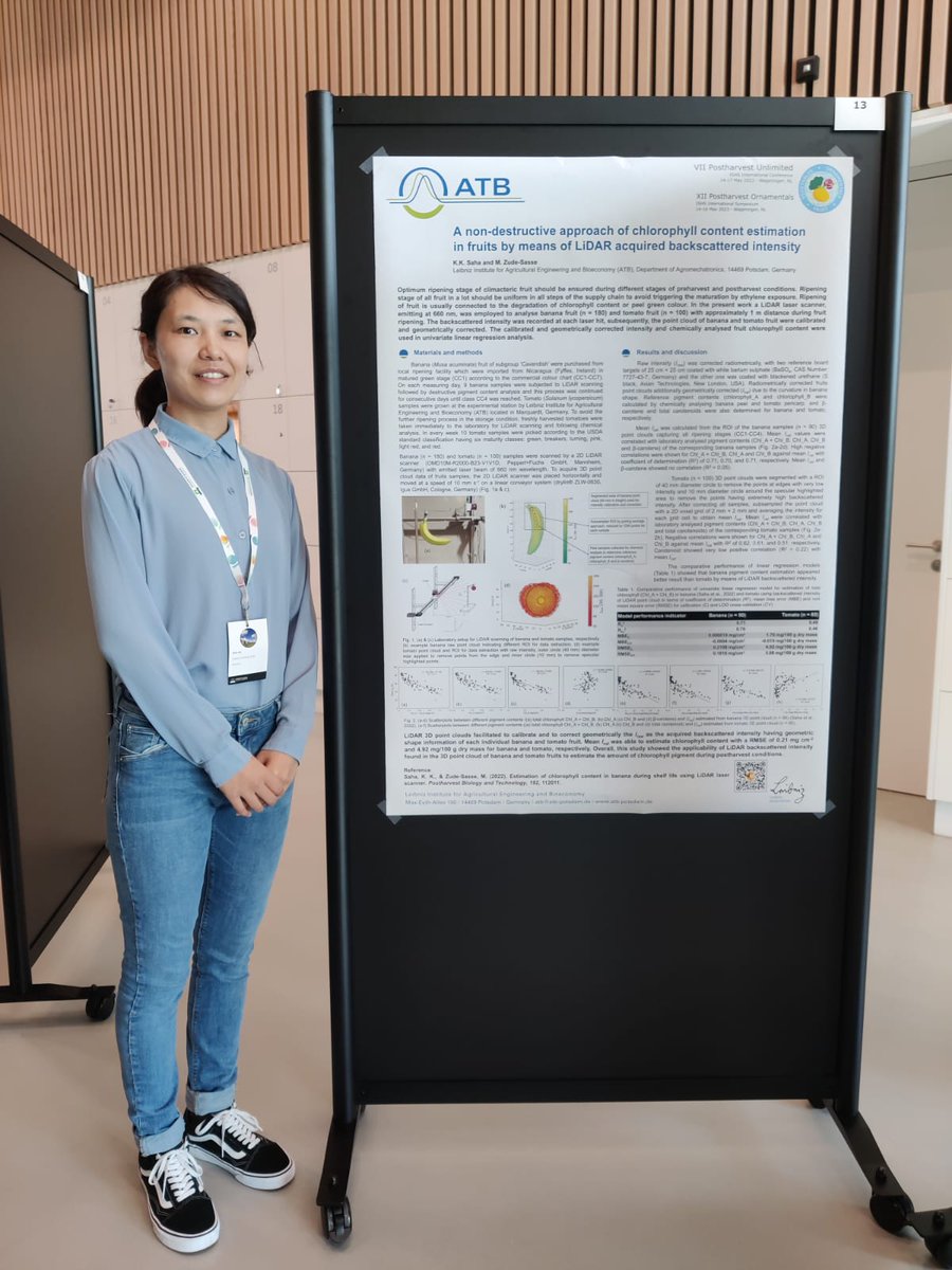 The research Poster about" A Non-destuctive approach of chlorophyll content estimation in fruits by means of LiDAR acquired backscattered intensity" from my groupmate <a href="/Kowshik_saha/">Kowshik</a> is showed in #PostharvestUnlimited conference.