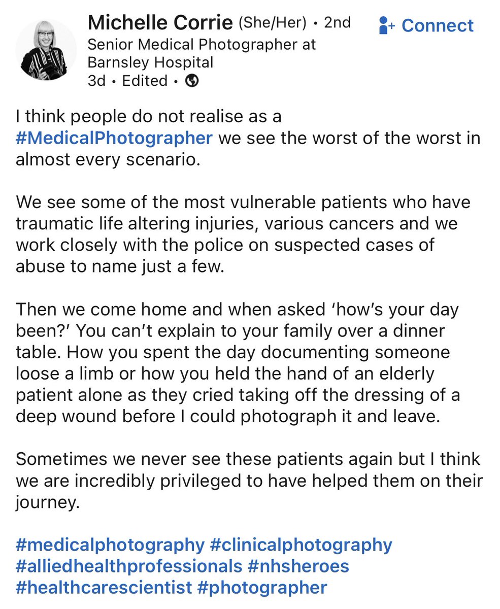 A lovely and accurate insight into #medicalphotography I came across on LinkedIn - thought I’d share it here! 😁