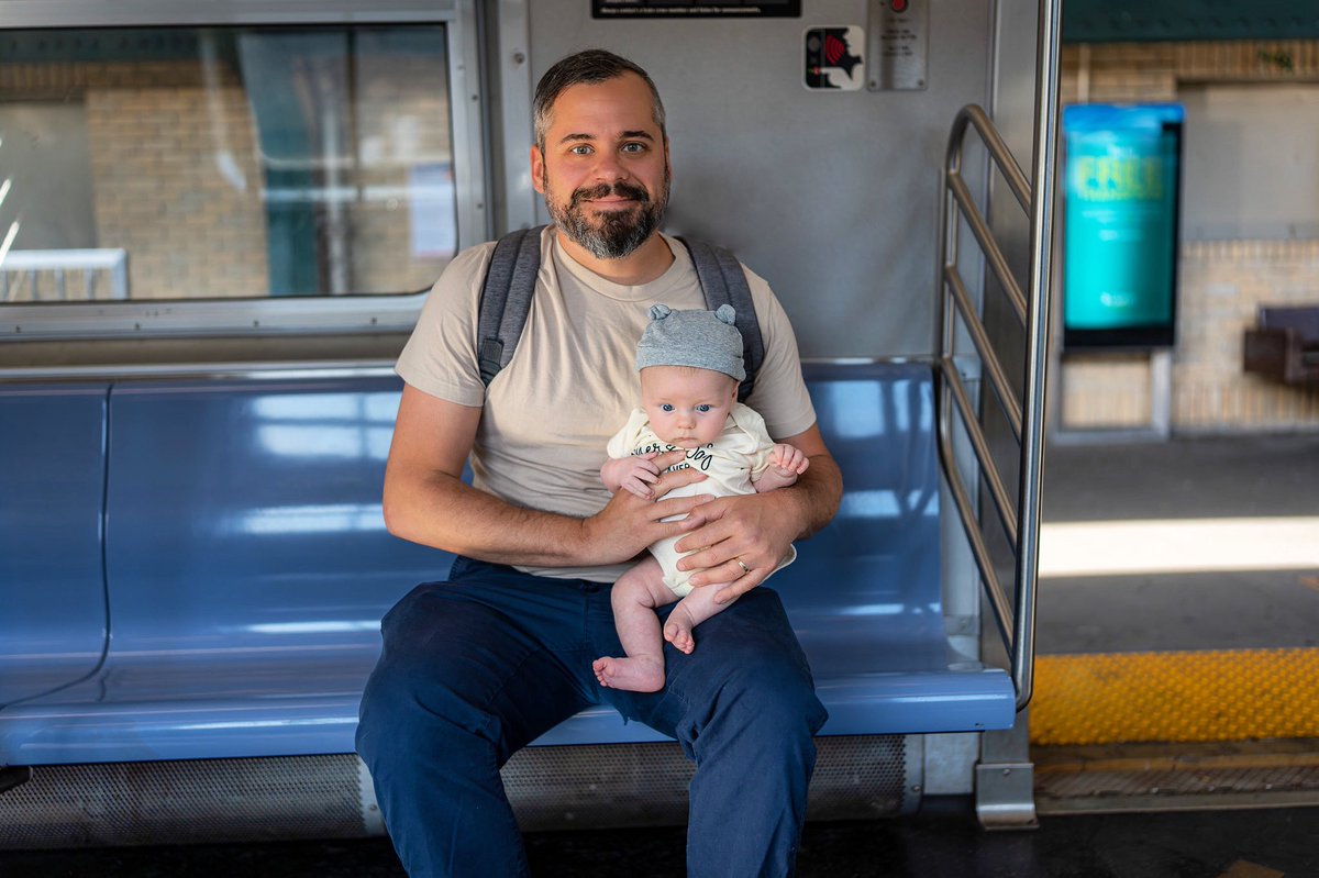 mattzaller's tweet photo. Babies first subway ride! @MTA https://t.co/PW4Oru653k