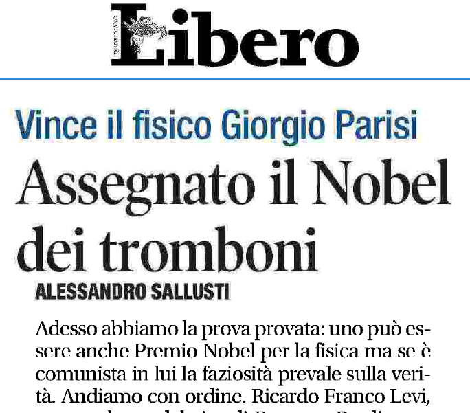 andcapocci's tweet photo. A Libero non è piaciuta la mia intervista a Giorgio Parisi sul caso Rovelli. https://t.co/q0RXtfrpWS
