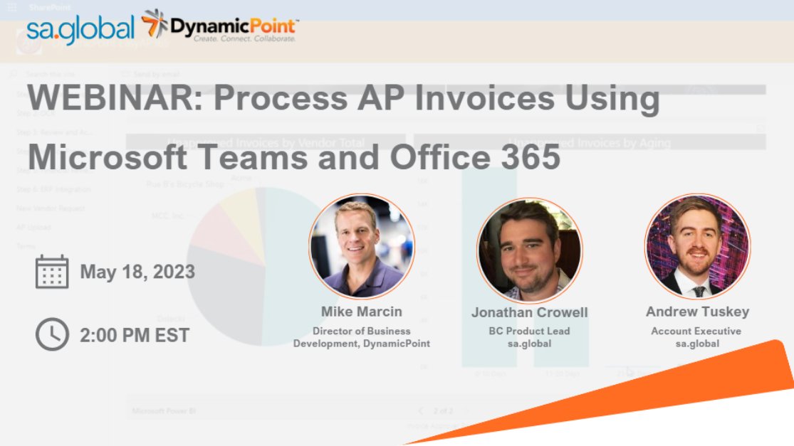 DynamicPoint's tweet image. DON'T MISS THIS UPCOMING WEBINAR! Learn how Microsoft Office 365 and Teams together with #DynamicPoint’s Invoice Automation app, #EasyAP365, can be used to automate each step in your organization’s #APInvoiceprocess. Learn more and register here: dynamicpoint.com/events/process…