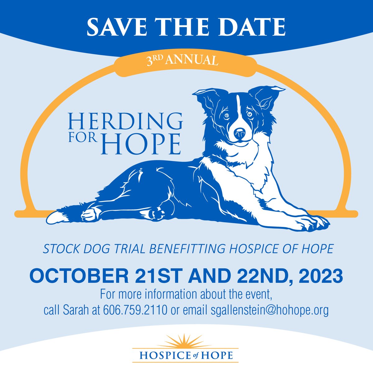 HospiceofHope's tweet photo. The 3rd annual Herding for Hope, Charity Stock Dog will be Saturday, October 21st and Sunday, October 22nd in Maysville, Kentucky. For more information on the event and/or how to register, follow the link below to The Handlers Post website.
https://t.co/W1iEn1Yc6F https://t.co/mNlMgtj9B8