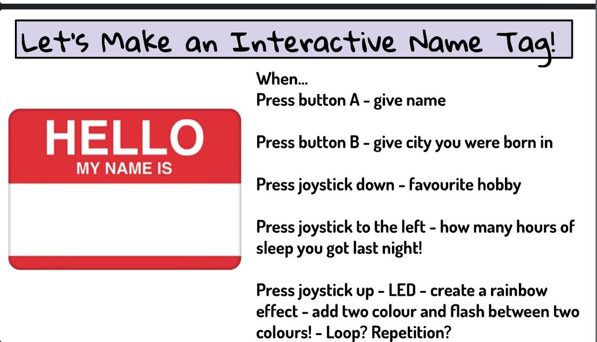 katrinabtvdsb's tweet image. Using #CyberPi  for the 1st time we created our own interactive Name Tags! @AshleyOaksPS @LOGICSAcademy @TVDSB_STEM
