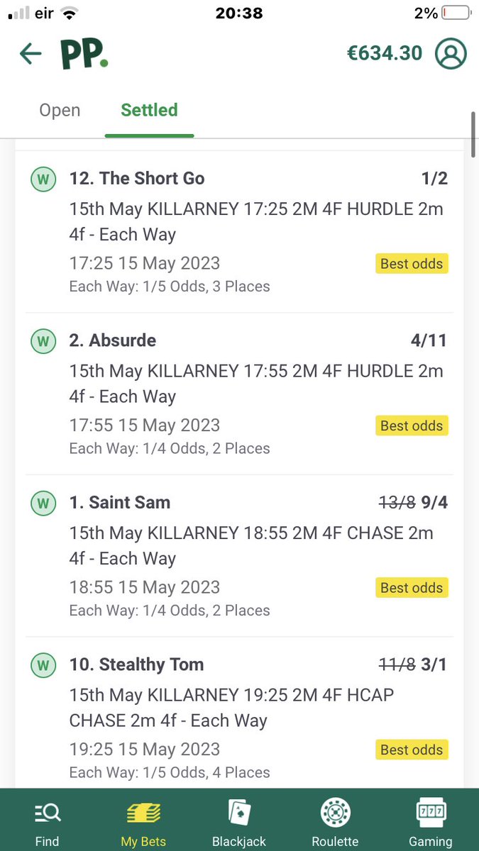 MrRootlessGroup's tweet image. THANKS TO WILLIE MULLINS 🤣 FREE €5 6 FOLD WON ME €643 NOT BAD FOR A FREE BET 

THIS MAN IS A GENIUS @WillieMullinsNH 
#Killarneyraces 
#Irishhorseracing